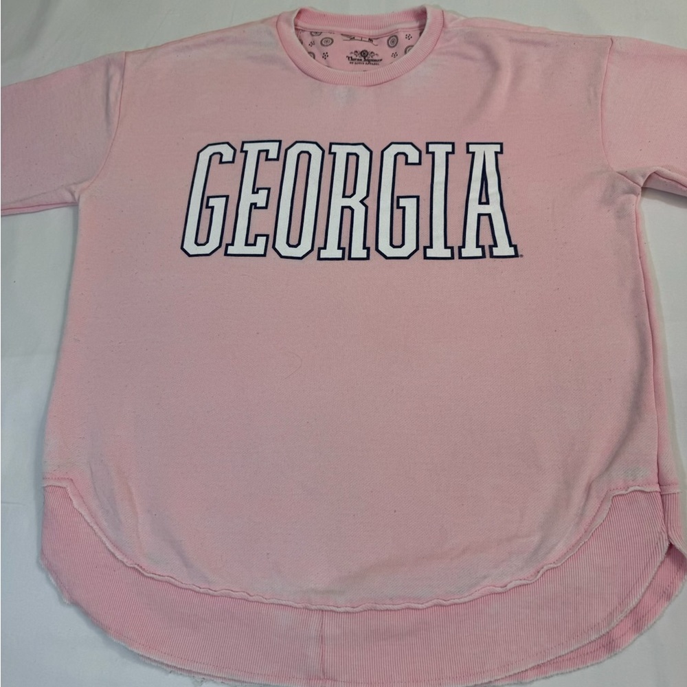 "Georgia" Pink Sweatshirt‎ Distressed Size M Oversized